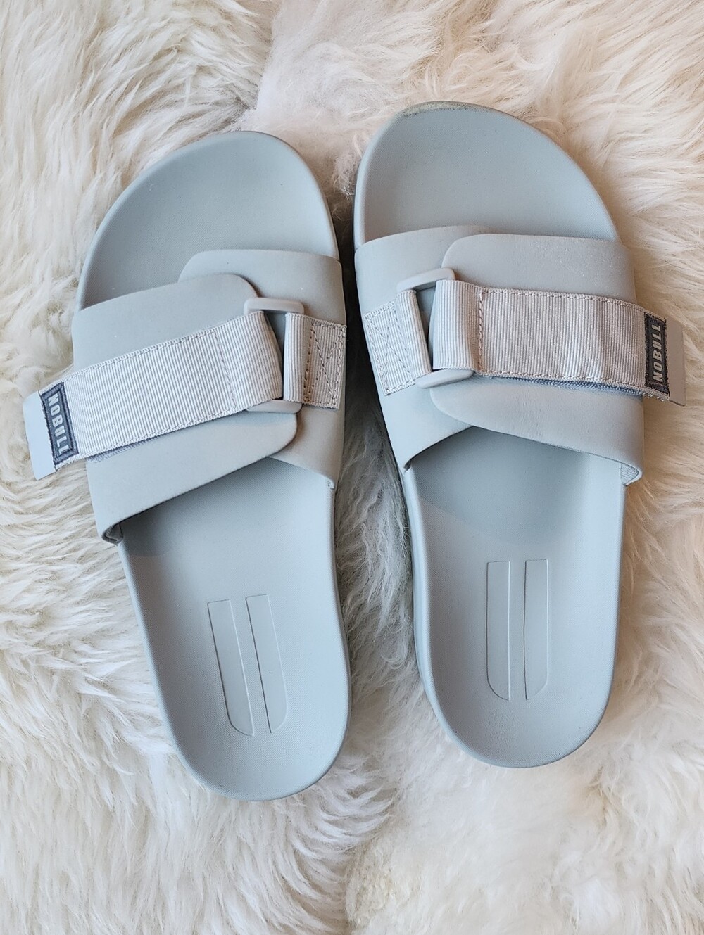 NOBULL Light Gray Adjustable Slide Sandals